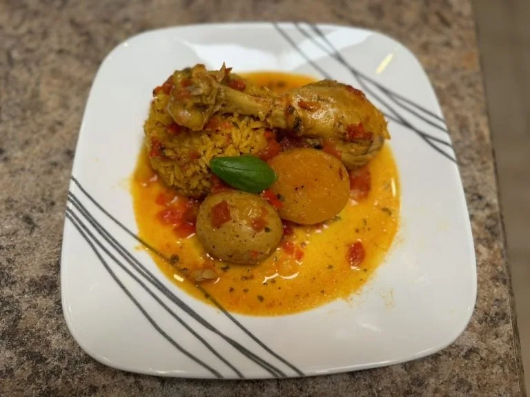 Colombian Chicken Stew with yellow rice