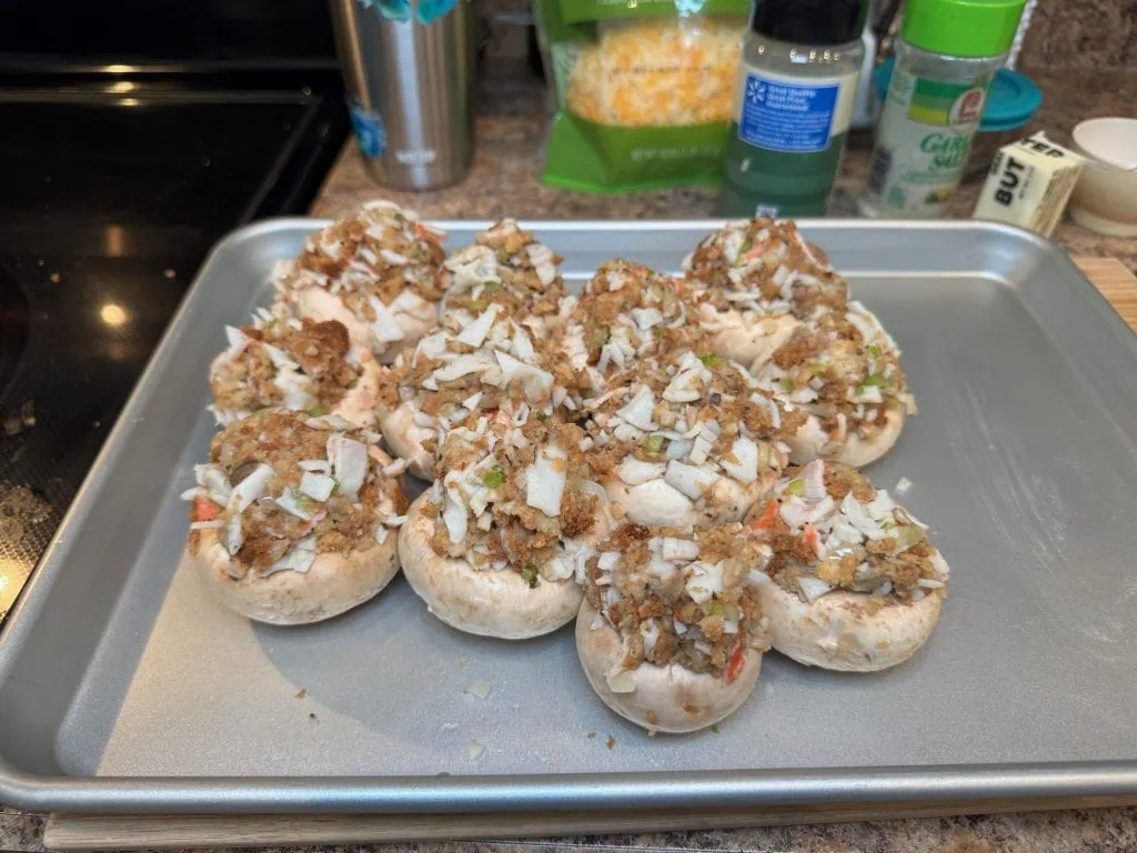 Mushrooms filled with stuffing