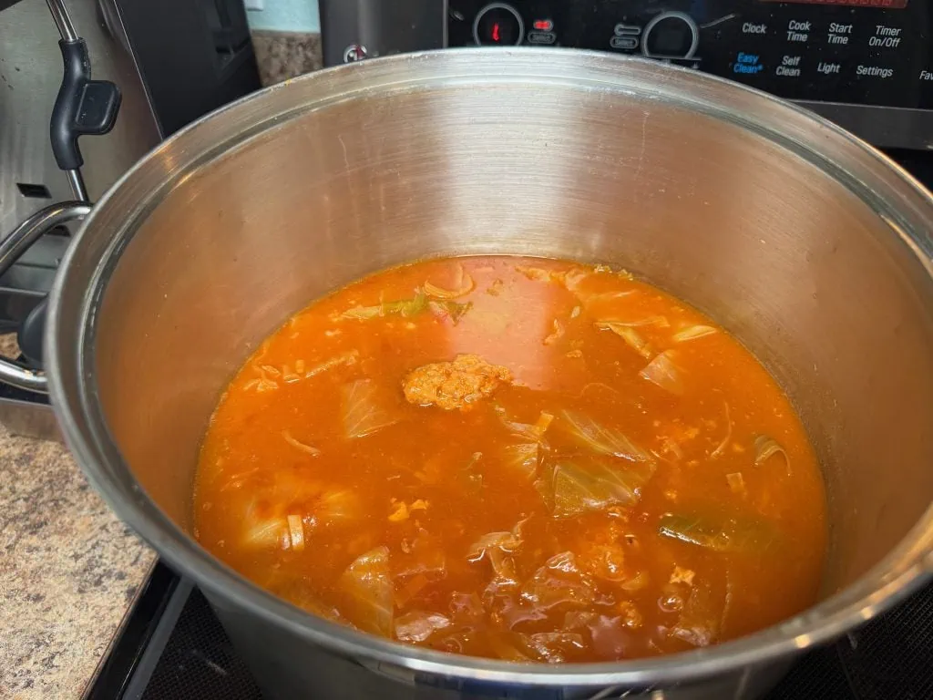 Soup simmered down